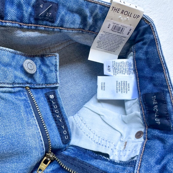 Lucky Brand The Roll Up Distressed Midrise Stretch Denim Jean Shorts - Picture 7 of 10
